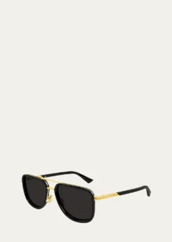 Bottega Veneta56mm Acetate & Metal Aviator Sunglasses