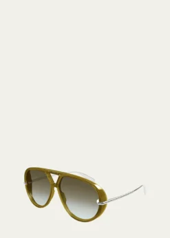 Bottega Veneta63mm Acetate & metal Aviator Sunglasses