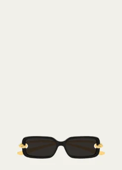 Bottega Veneta56mm Acetate & Metal Rectangular Sunglasses