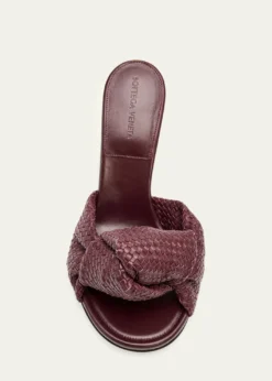 Bottega Veneta90mm Cherry Intrecciato Leather Mules
