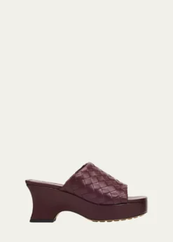 Bottega Veneta70mm Rosita Intrecciato Leather Wedge Mules