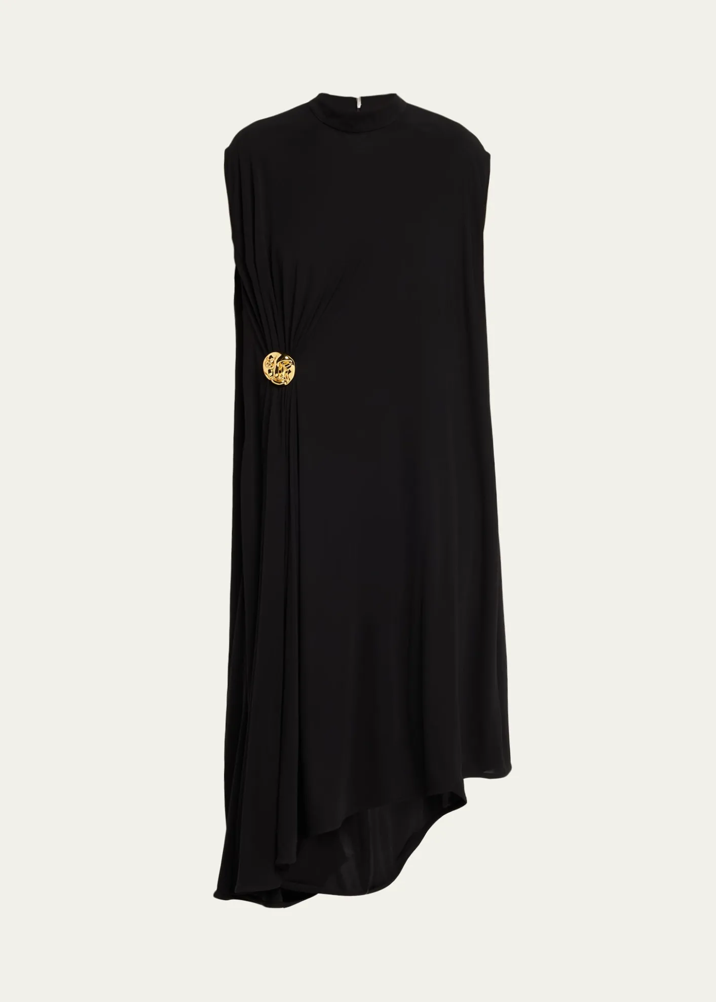 Bottega VenetaMock-Neck Gathered Jersey Asymmetric Midi Dress