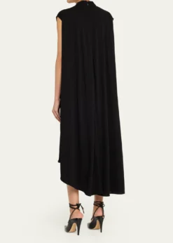 Bottega VenetaMock-Neck Gathered Jersey Asymmetric Midi Dress