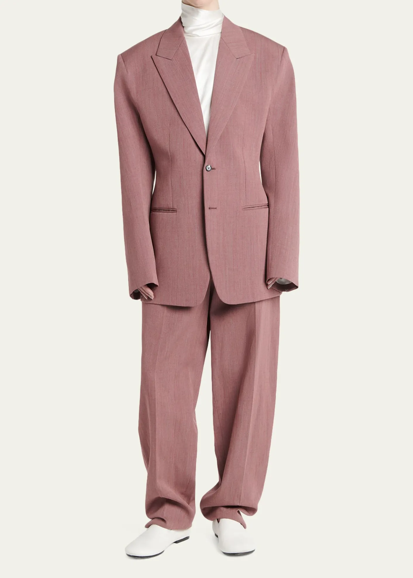 Bottega VenetaOversized Wool-Linen Single-Breasted Jacket