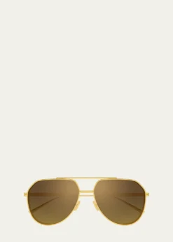 Bottega VenetaRibbon 60mm Metal Aviator Sunglasses