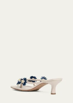 Bottega VenetaRiva Floral Leather Kitten-Heel Sandals