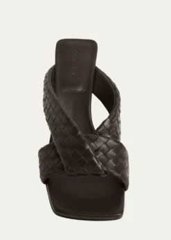 Bottega VenetaRiva Micro Woven Nappa Leather Kitten-Heel Sandals