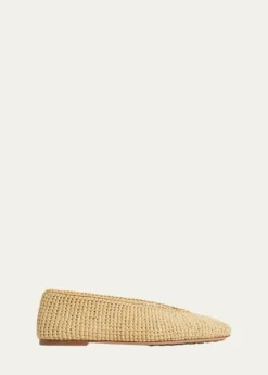 Bottega VenetaRosa Raffia Ballerina Flats