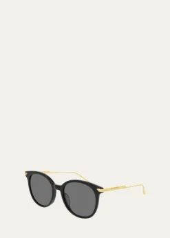 Bottega VenetaRound Acetate/Metal Sunglasses