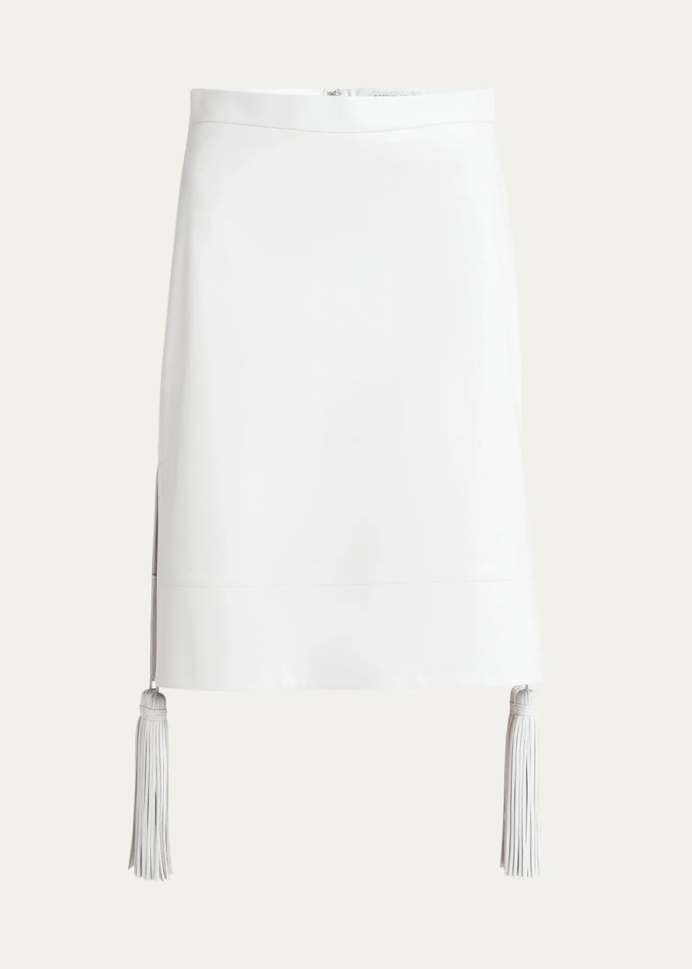 Bottega VenetaShiny Leather Skirt with Tassels