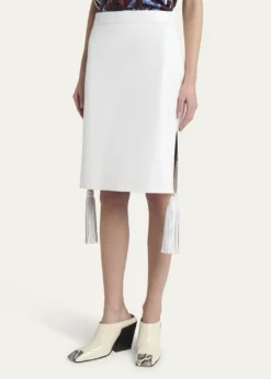 Bottega VenetaShiny Leather Skirt with Tassels