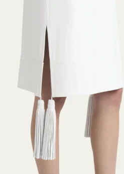 Bottega VenetaShiny Leather Skirt with Tassels