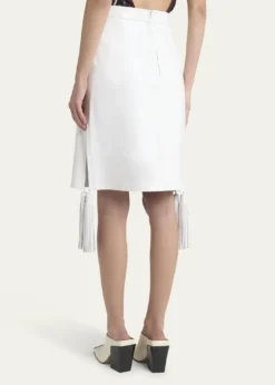 Bottega VenetaShiny Leather Skirt with Tassels