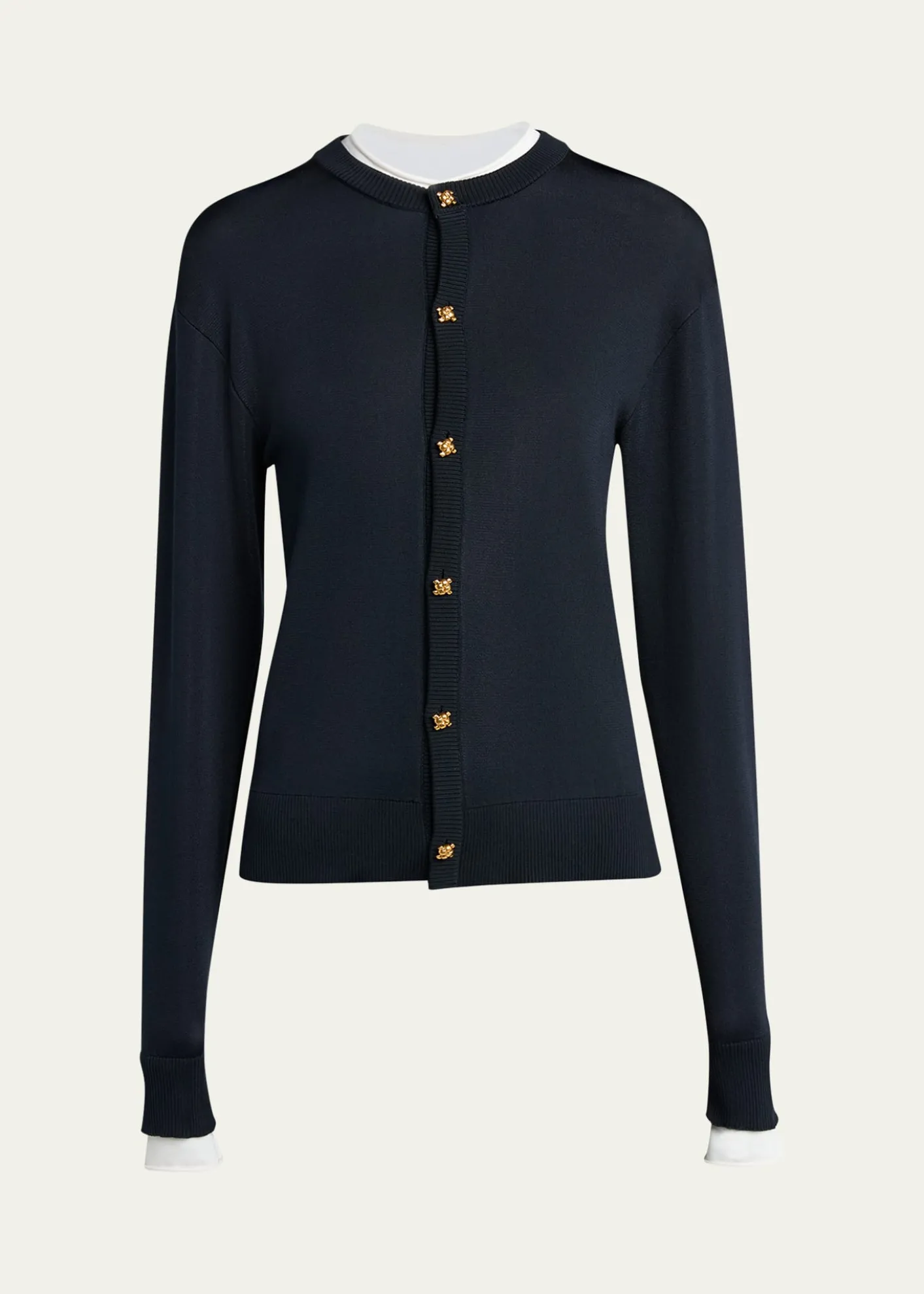 Bottega VenetaSilk Double Knit Crewneck Cardigan