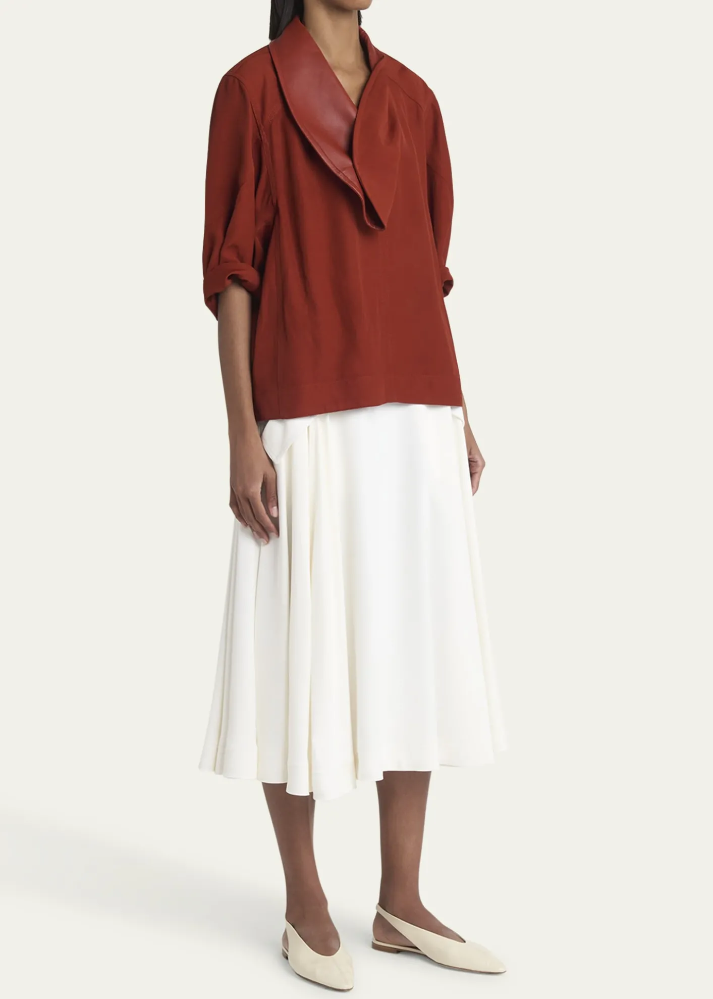 Bottega VenetaSlingback Pointed Leather Ballet Flats