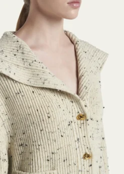 Bottega VenetaSpeckled Rib Sailor-Collar Cardigan