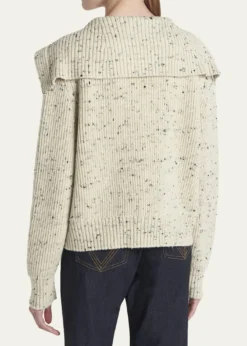 Bottega VenetaSpeckled Rib Sailor-Collar Cardigan