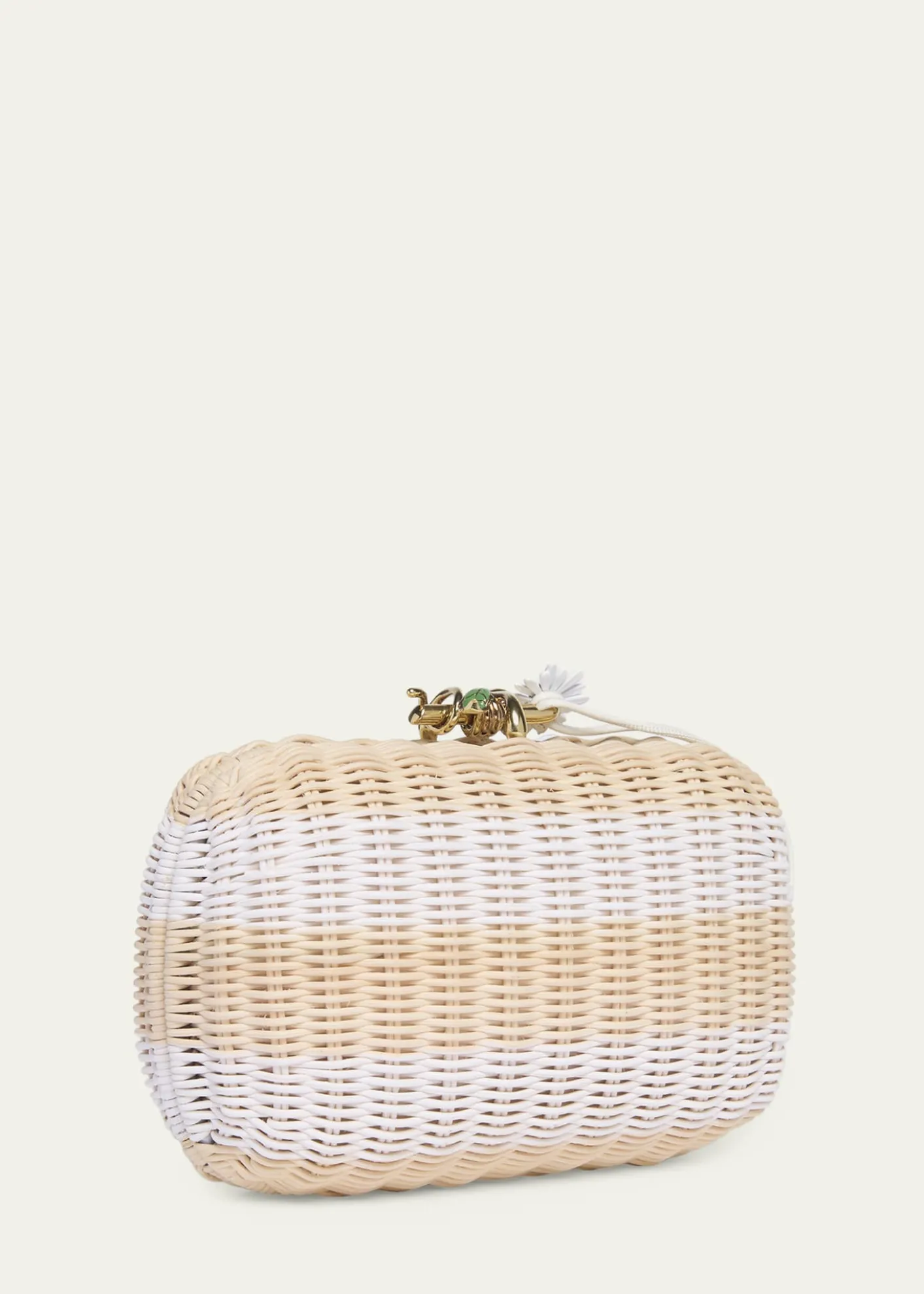 Bottega VenetaStriped Woven Rattan Clutch Bag