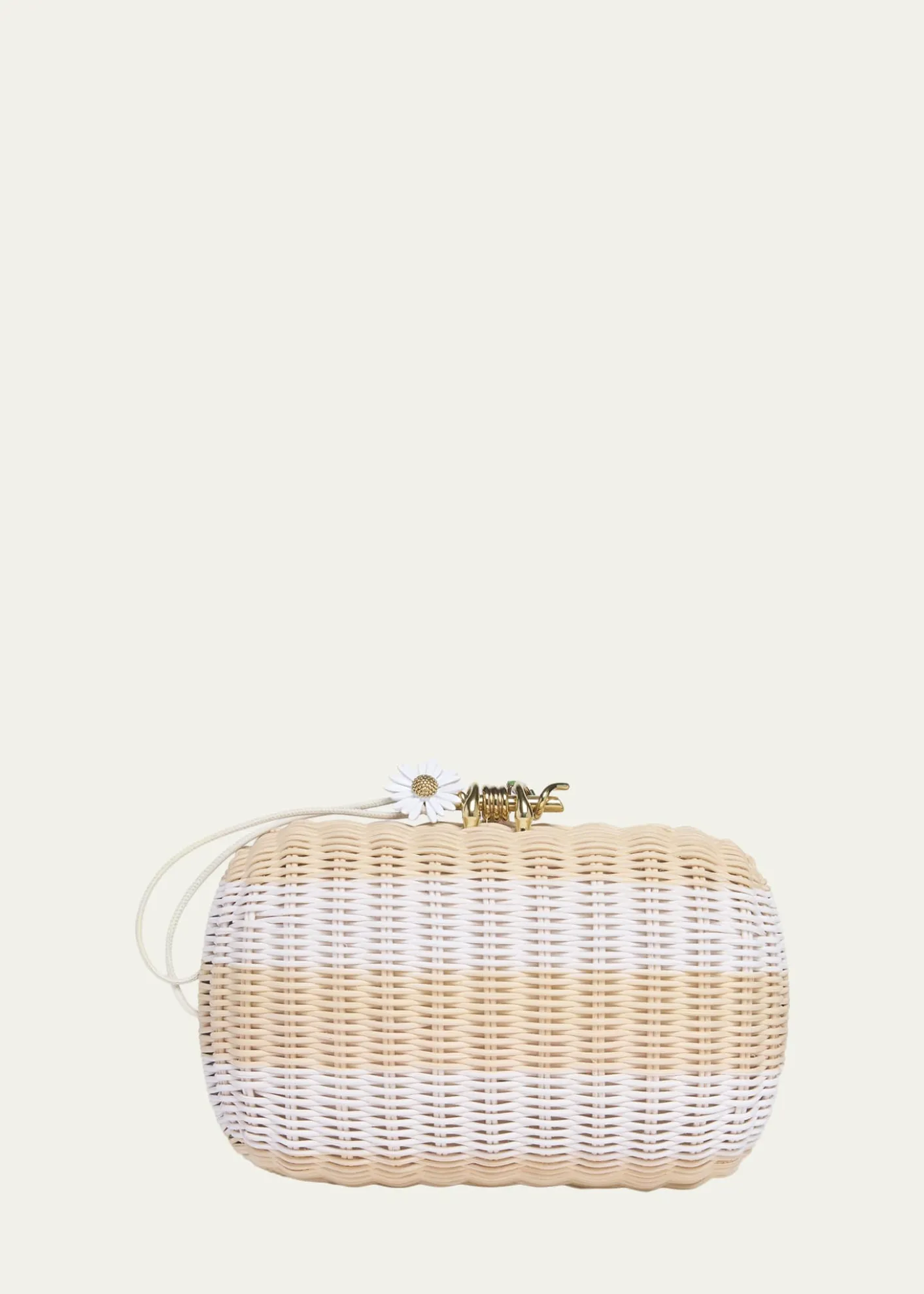 Bottega VenetaStriped Woven Rattan Clutch Bag
