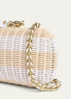 Bottega VenetaStriped Woven Rattan Clutch Bag