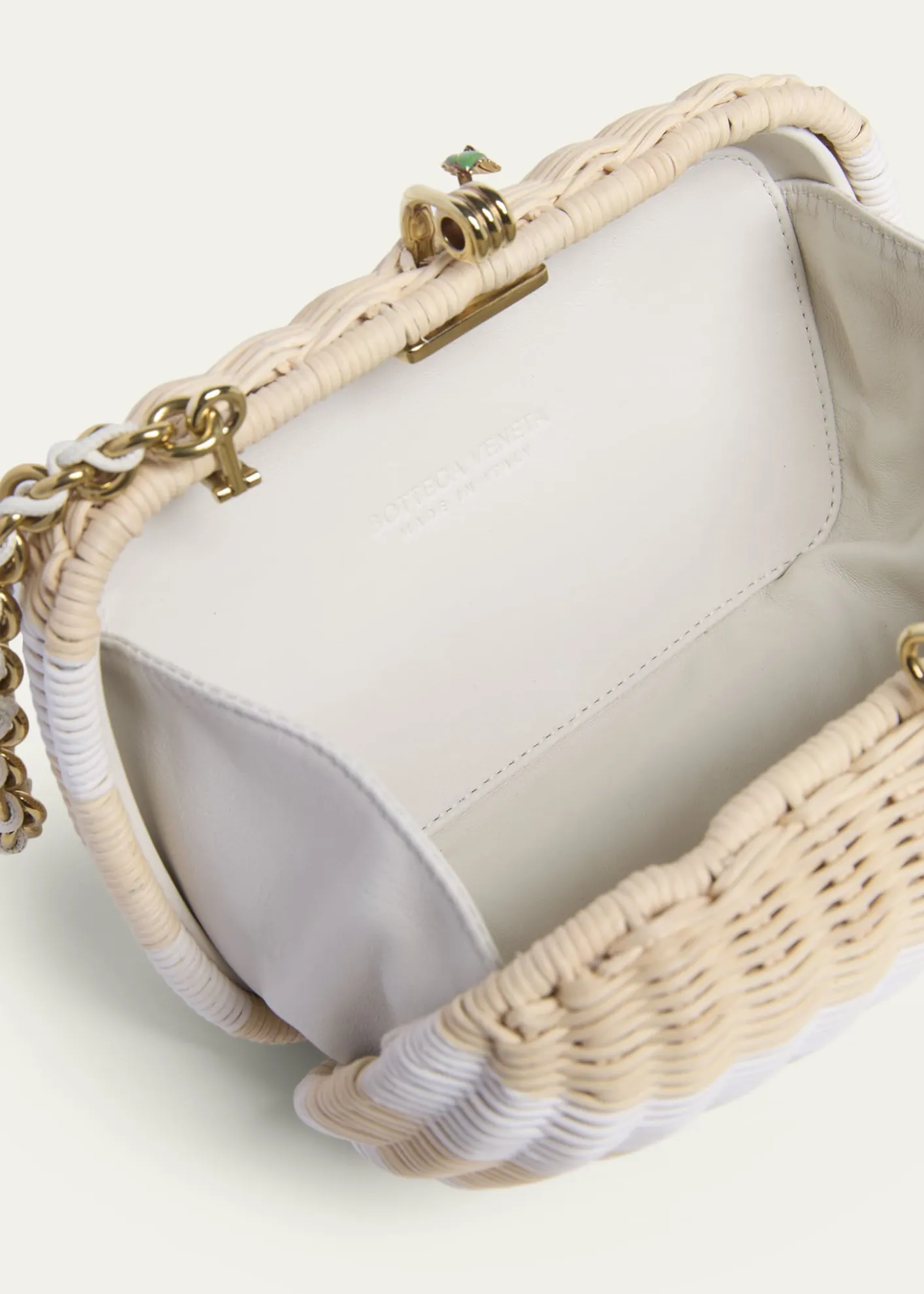 Bottega VenetaStriped Woven Rattan Clutch Bag