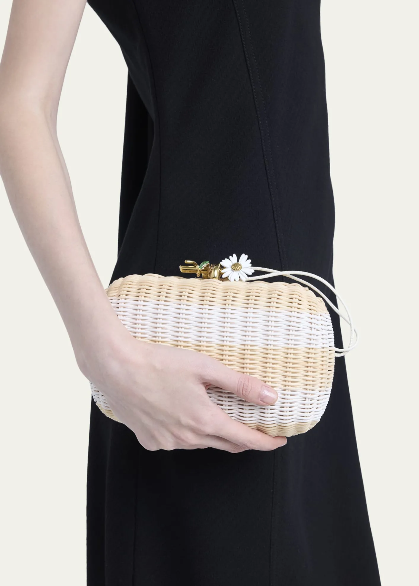 Bottega VenetaStriped Woven Rattan Clutch Bag