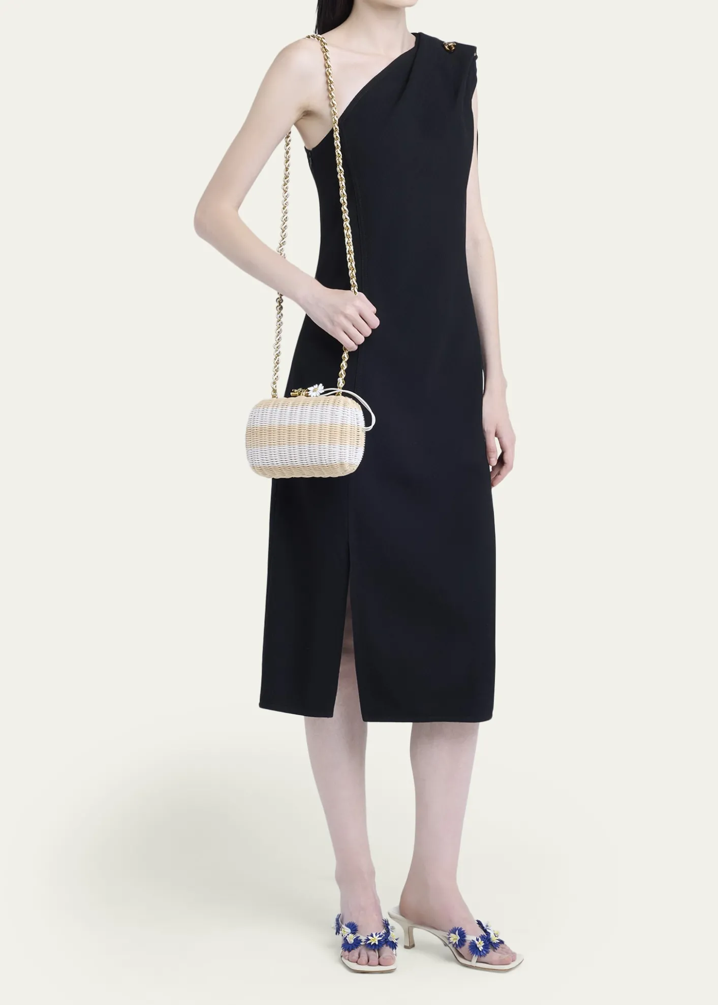 Bottega VenetaStriped Woven Rattan Clutch Bag