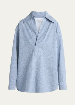 Bottega VenetaStripe Irregular Cotton Linen Shirt