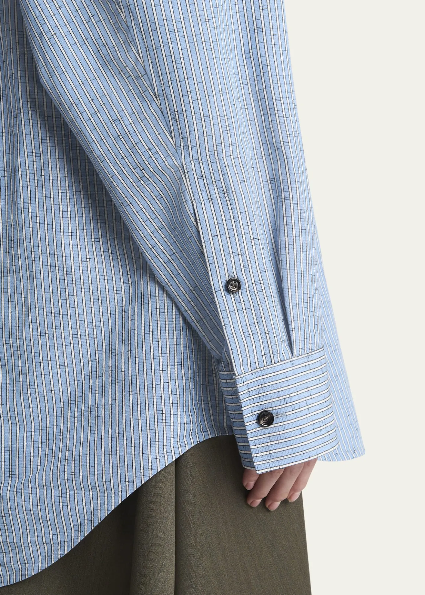 Bottega VenetaStripe Irregular Cotton Linen Shirt