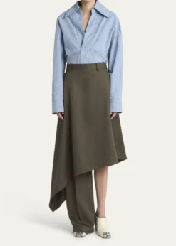 Bottega VenetaStripe Irregular Cotton Linen Shirt