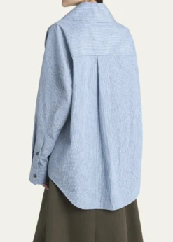 Bottega VenetaStripe Irregular Cotton Linen Shirt