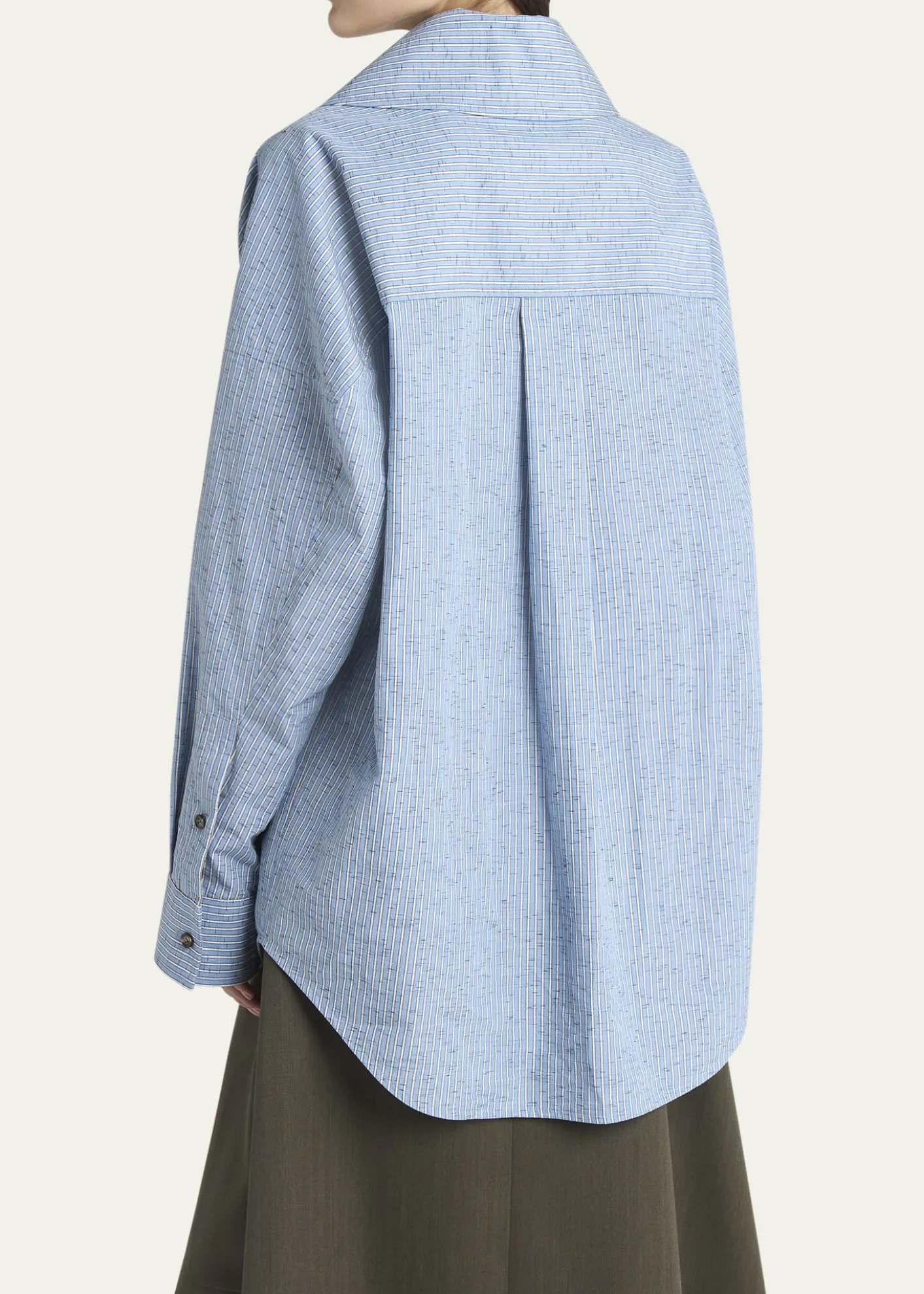 Bottega VenetaStripe Irregular Cotton Linen Shirt