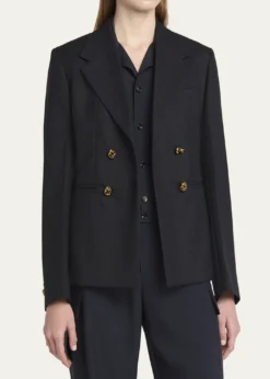 Bottega VenetaSubtle Stripe Knot Button Wool Jacket