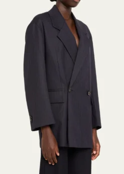 Bottega VenetaSubtle Stripe Double-Breasted Wool Jacket