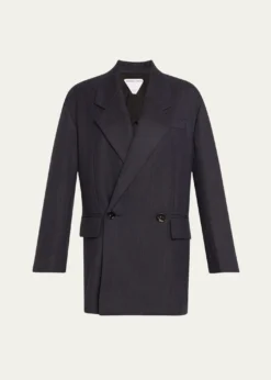 Bottega VenetaSubtle Stripe Double-Breasted Wool Jacket