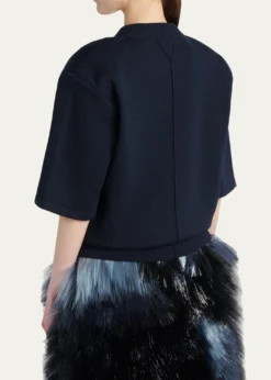 Bottega VenetaTailored Wool Knit Short-Sleeve Sweater