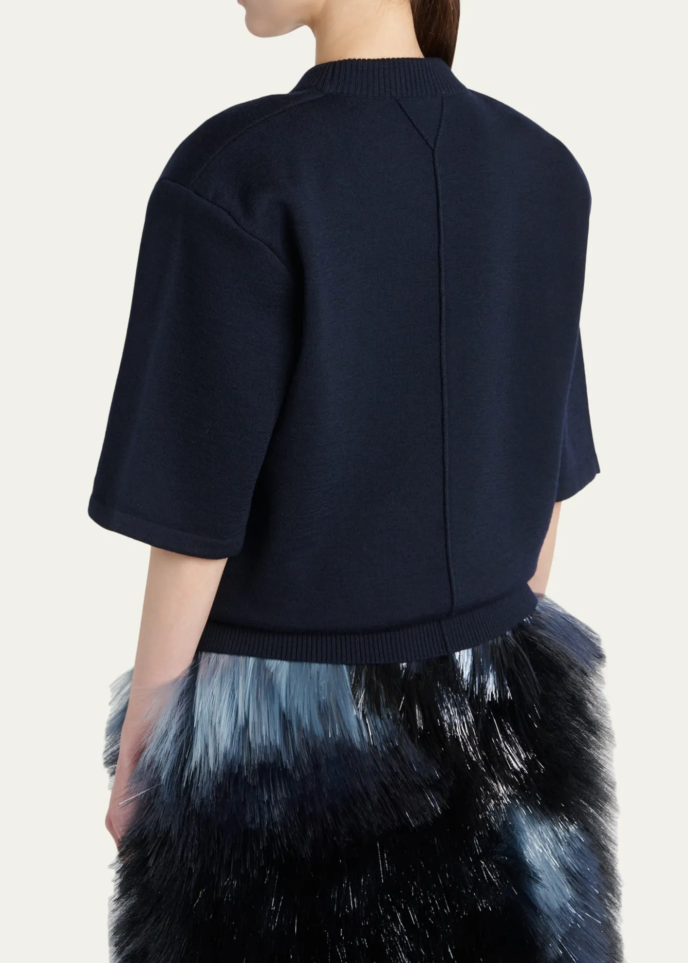 Bottega VenetaTailored Wool Knit Short-Sleeve Sweater