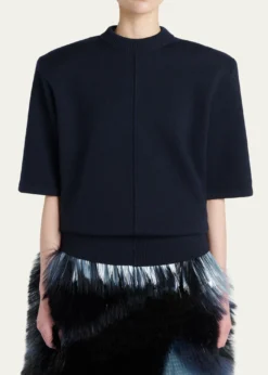 Bottega VenetaTailored Wool Knit Short-Sleeve Sweater