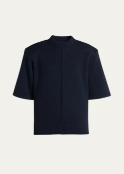 Bottega VenetaTailored Wool Knit Short-Sleeve Sweater