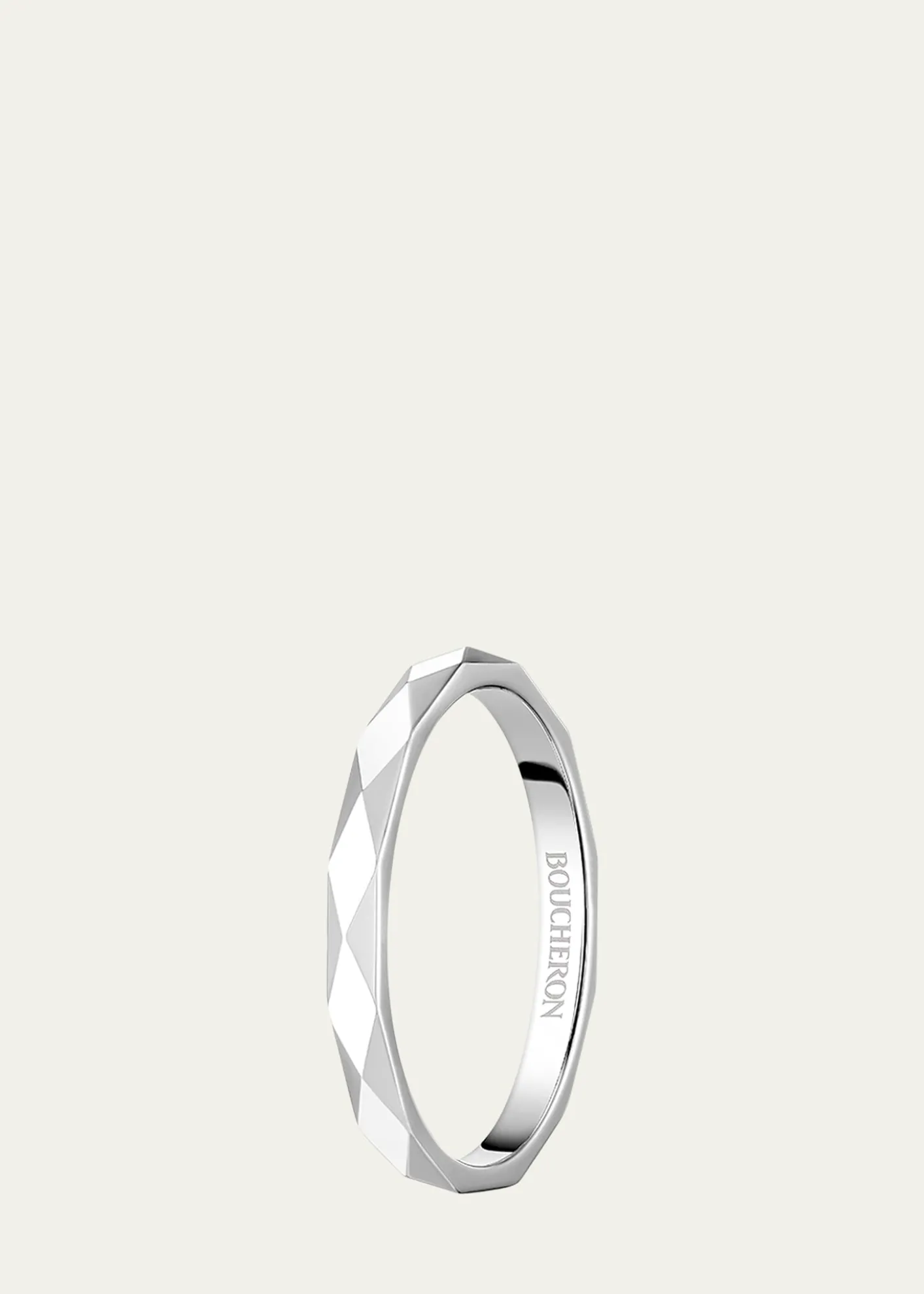 BoucheronFacette Medium Platinum Wedding Band Ring, Size 53