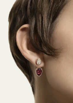 Boucheron18K Pink Gold Serpent Boheme Rhodolite and Diamond Pave Earring, Single