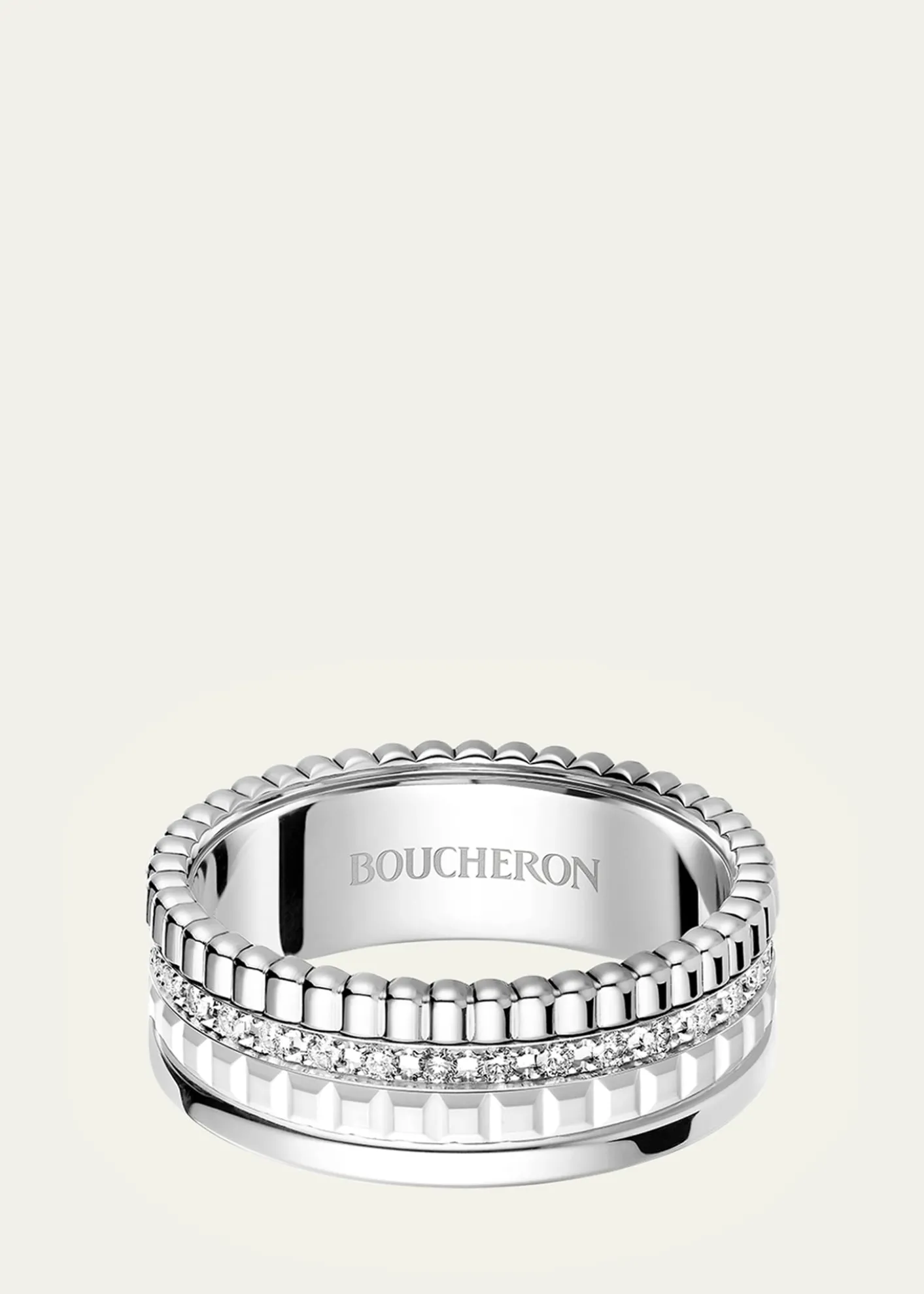 Boucheron18K White Gold Quatre Double White Edition Small Ring