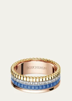 Boucheron18K White, Rose, and Yellow Gold Quatre Blue Edition Ring with Diamonds