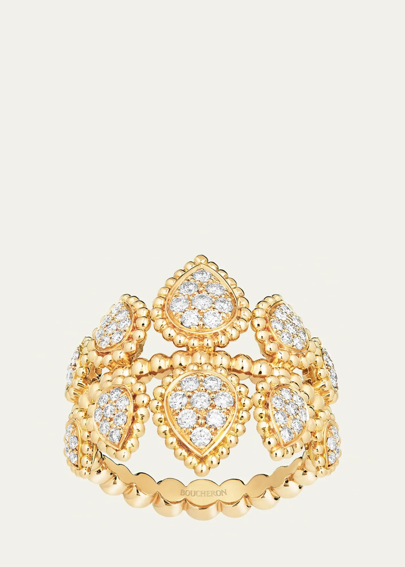 Boucheron18K Yellow Gold Serpent Boheme Motif Ring with Diamonds