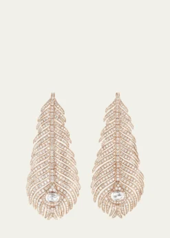 BoucheronPlume de Paon Diamond Pendant Earrings in Pink Gold