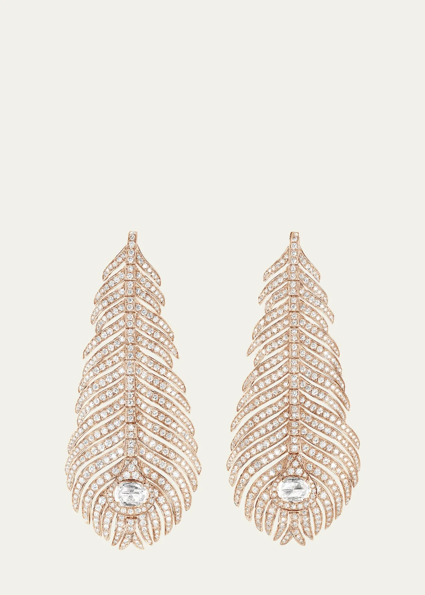 BoucheronPlume de Paon Diamond Pendant Earrings in Pink Gold
