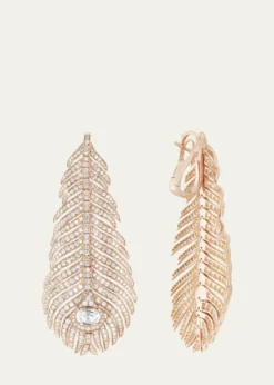 BoucheronPlume de Paon Diamond Pendant Earrings in Pink Gold