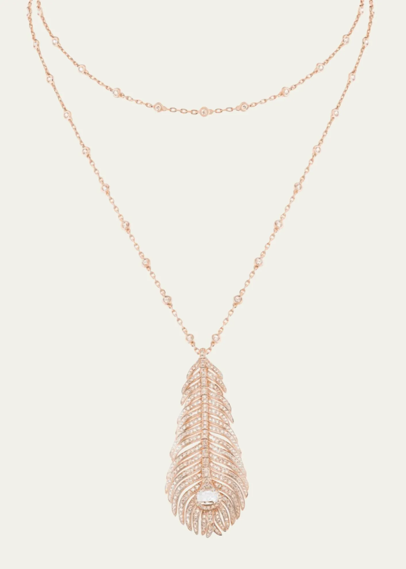 BoucheronPlume de Paon 18K Pink Gold Diamond Pendant Necklace