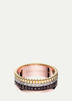 BoucheronQuatre Classique Ring in Tricolor Gold with Brown PVD and Diamonds