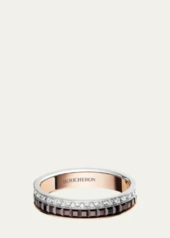 BoucheronQuatre Classique Ring in Tricolor Gold with Brown PVD and Diamonds